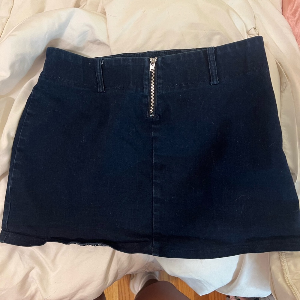 Urban Outfitters Navy Denim Skirt with Zipper